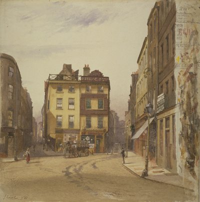 Vue de Wych Street et Holywell Street, Westminster montrant la taverne Rising Sun, 1881 - John Crowther