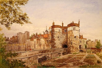 Vue de la Tour de Londres, montrant Byward Tower, Beauchamp Tower, Devereux Tower et St. Thomas Tower - John Crowther