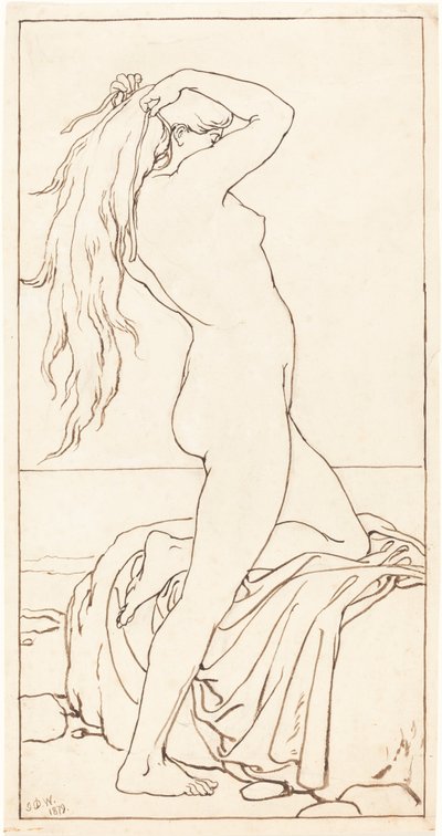 Nu debout se liant les cheveux - John Dawson Watson