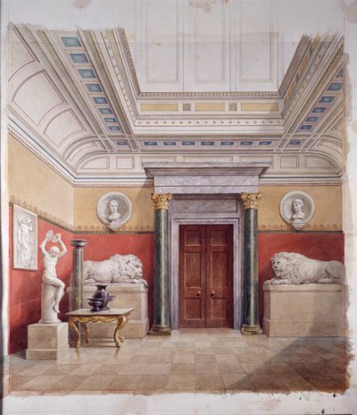La Galerie des sculptures, extrémité nord, vers 1870 - John Dibblee Crace