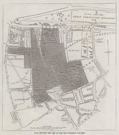 Plan montrant le site de la nouvelle galerie nationale - John Dower