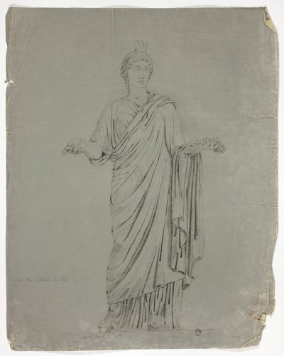 Statue antique de déesse debout avec les bras tendus - John Downman