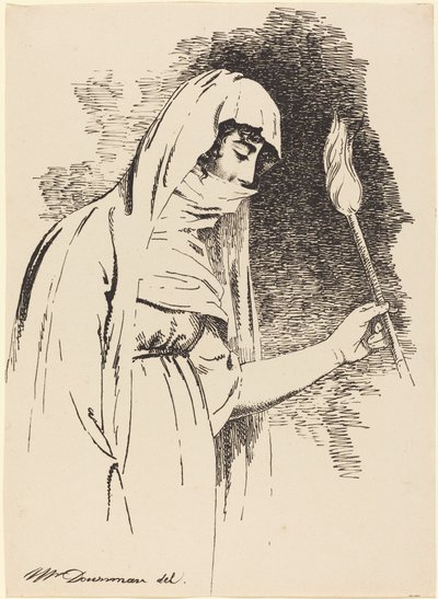 Femme orientale tenant une torche - John Downman