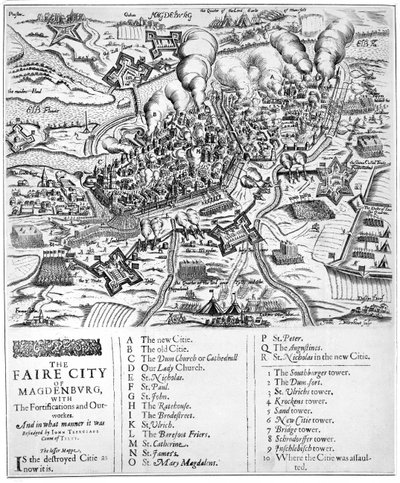 La belle ville de Magdebourg, avec les fortifications et les ouvrages extérieurs. Et de quelle manière elle a été assiégée par John Tserclaes, Comte de Tilly, 1631 - John Droeshout