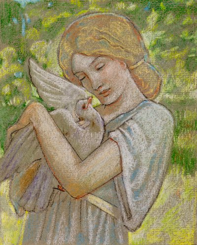 Fille avec une colombe - John Duncan