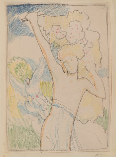 Sans titre [Figure féminine et colombes] - John Duncan
