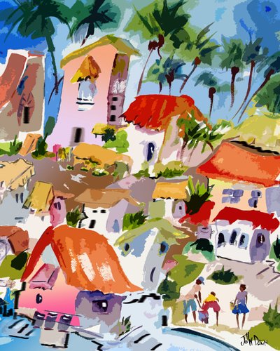 Une ville côtière animée - John Dunn