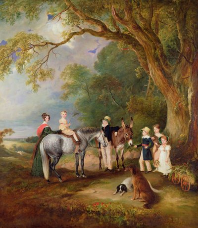 Mlle Catherine Herrick avec ses nièces et neveux, les cinq enfants aînés du révérend et de Mme Henry Palmer, 1827 - John E. Ferneley