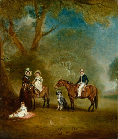 La famille Pares de Hopwell dans un paysage boisé - John E. Ferneley