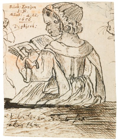 Richard Evelyn lisant un livre d