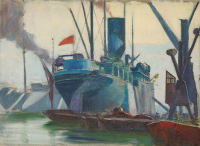 Navires en camouflage dans les docks de Londres, vers 1915-18 - John Everett