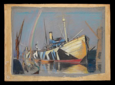 Navires marchands Naneric, Birmanie et Tunisie dans le port - John Everett