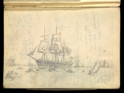 Paysage marin, carnet de croquis - John Everett