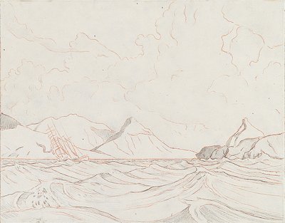 Paysage marin avec navire passant devant la terre (1), début du XXe siècle - John Everett