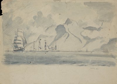 Vue de la baie de la Table avec des navires - John Everett