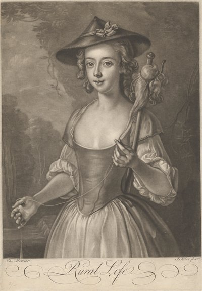 Une fille filant du fil - John Faber the younger