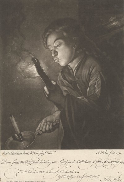Garçon allumant une bougie - John Faber the younger