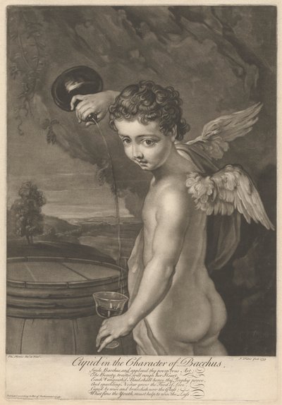 Cupidon dans le rôle de Bacchus - John Faber the younger