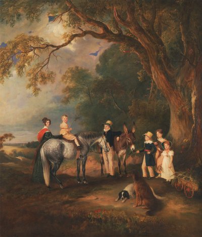 Mlle Catherine Herrick avec ses nièces et neveux, les cinq enfants aînés du révérend et de Mme Henry Palmer - John Ferneley
