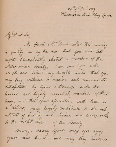 Une lettre de John Flaxman, 24 décembre 1819, 1904 - John Flaxman