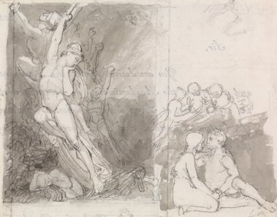 Illustration du Paradis perdu de Milton - Adam et Ève gardés par les anges - John Flaxman