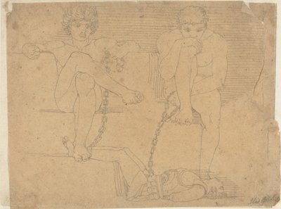 Otus et Ephialtes tenant Mars captif - John Flaxman