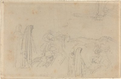 Croquis avec une figure encapuchonnée (Virgile et Béatrice ?) - John Flaxman