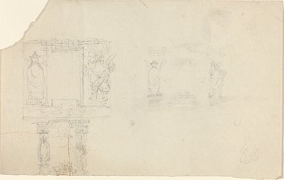 Structure avec figures en tenue asiatique (Illustration pour « Le Coffret » ?) - John Flaxman
