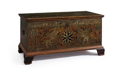 Coffre décoré fabriqué pour Barbara Stauffer, Rapho Township, comté de Lancaster, Pennsylvanie, USA, 1799 - John Flory