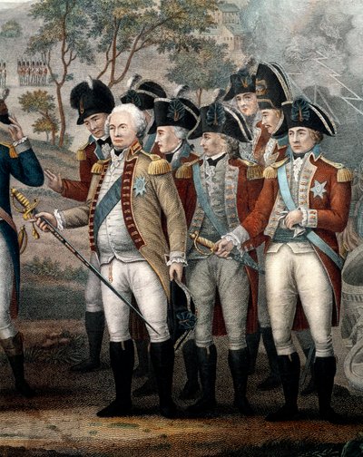 Officiers britanniques Tarleton, Cornwallis, Abercrombie, O