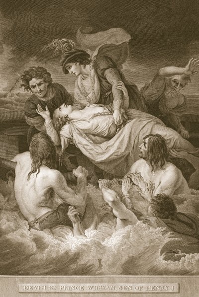 Mort du Prince William, fils de Henri I, gravé par J. Stow, illustration de 