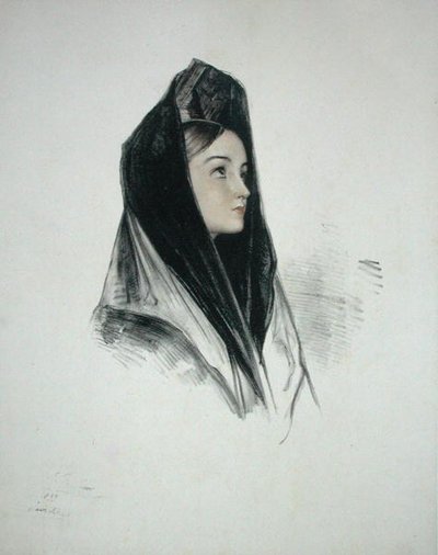 Fille en mantille, Séville - John Frederick (after) Lewis