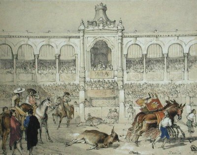 Corrida de Séville : Retrait du taureau mort de l
