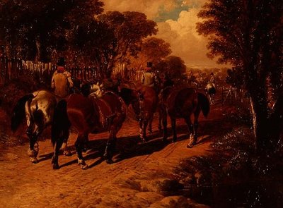 Chevaux de carrosse et palefreniers sur un chemin - John Frederick Herring Jnr