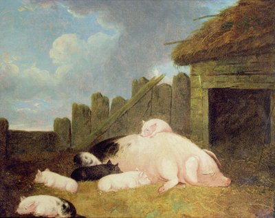 Truie avec Porcelets dans la Porcherie - John Frederick Herring Junior