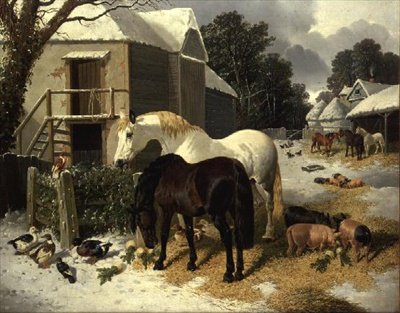 La cour de ferme en hiver - John Frederick Herring Jnr
