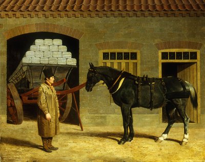Un cheval de trait et son conducteur devant une écurie, 1827 - John Frederick Herring Senior