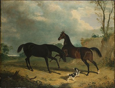 Chasseurs et un épagneul dans un paysage boisé, 1835 - John Frederick Herring Senior