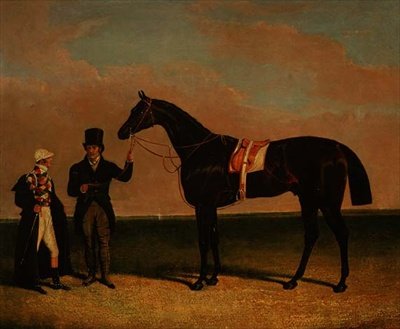 Rockingham de M. Richard Watts tenu par son entraîneur Forth avec le jockey Sam Darling, vainqueur du St. Leger 1833 et de la Goodwood Cup - John Frederick Herring Senior