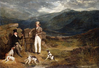 Deux gentlemen avec des pointeurs sur une lande de grouse, 1824 - John Frederick Herring Senior