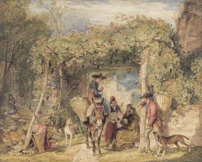 Figures et animaux dans un vignoble - John Frederick Lewis