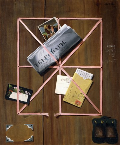 Tableau avec télégraphe, lettre et cartes postales - John Frederick Peto