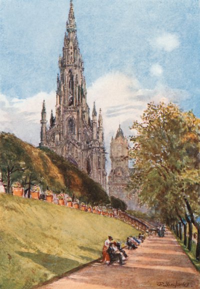 Monument de Sir Walter Scott depuis les jardins de East Princes Street - John Fulleylove