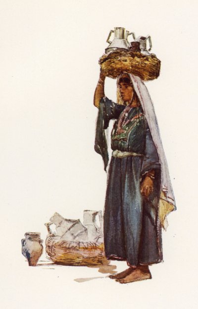 Paysanne syrienne avec des récipients de lait - John Fulleylove