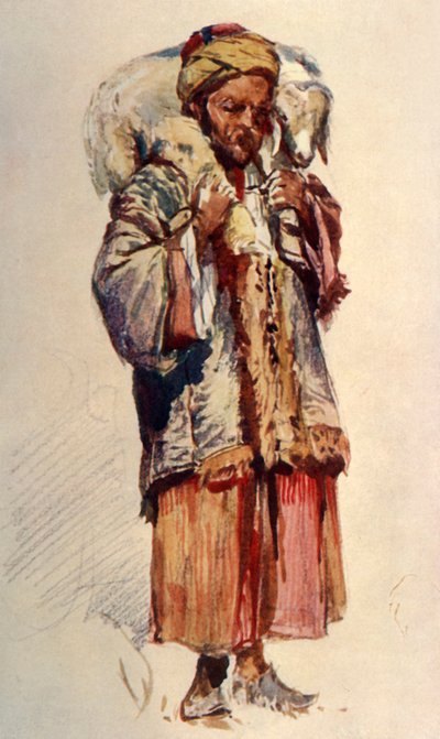 Berger syrien Abu Mustapha portant un agneau sur ses épaules, 1902 - John Fulleylove