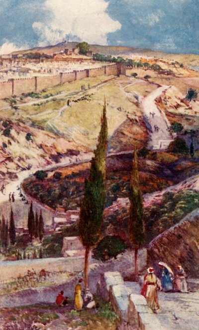 Le Bout Nord-Est de Jérusalem et Mizpah depuis le Mont des Oliviers, 1902 - John Fulleylove