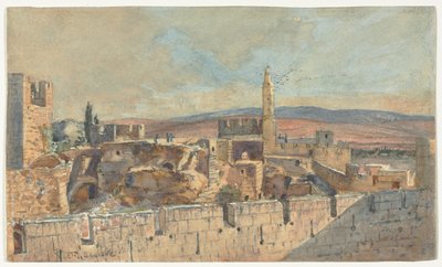 Vue de la vieille ville de Jérusalem, 2e moitié des années 1800 - John Fullylove