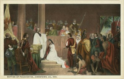 Baptême de Pocahontas, Jamestown, Virginie - John Gadsby (after) Chapman