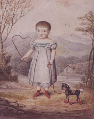 Fille avec un cheval jouet - John Gadsby Chapman