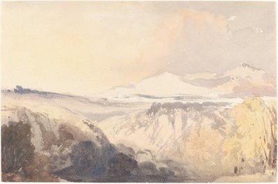 Paysage avec une chaîne de montagnes lointaine - John Gendall